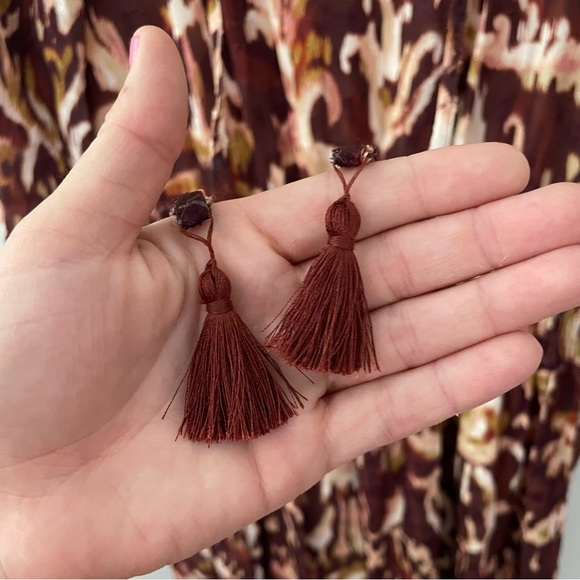 NWT Cupid Long Sleeve with Elastic Waist Printed Fabric Dress with Tassel Detail - Picture 4 of 8